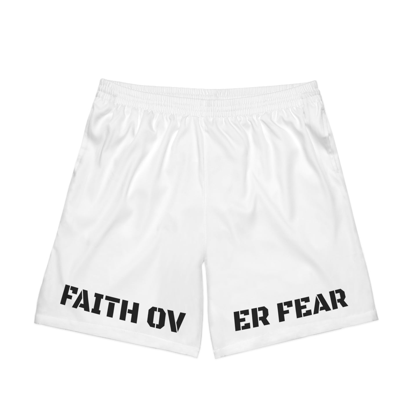 White FOF Men's Elastic Beach Shorts (AOP)